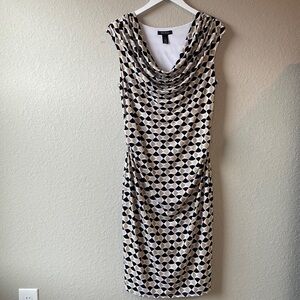 WHBM Geometric Print Sleeveless Cowl Neck Dress Size 12
